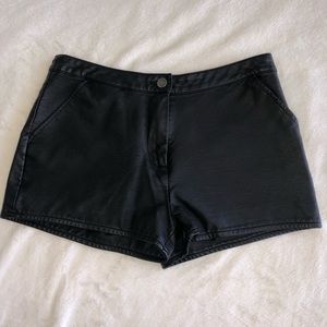 Black leather shorts